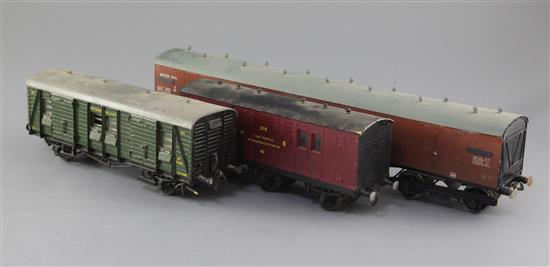 A set of three: BR baggage van No 2170 239 70023, NB fish Van No 378 and SR baggage van No 632